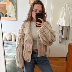 Hand Knit Super Soft Chunky Cable Knit Alpaca Cardigan